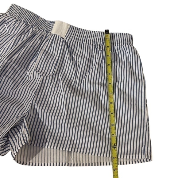 NWOT Women’s Blue And White Cotton Striped Boxer Shorts With Pockets Medium - Picture 9 of 10
